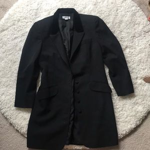 Black Express long blazer with velvet collar